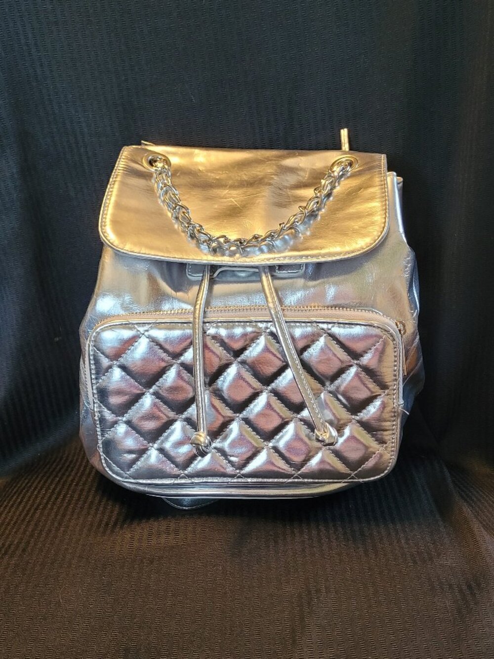Forever 21 Metallic Silver Mini Backpack
